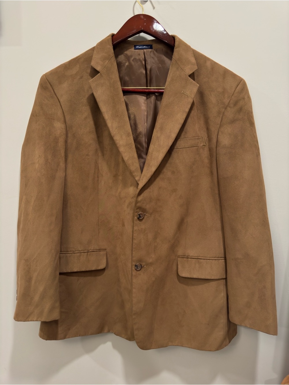 J.G. Hook Mens Brown Faux Suede Blazer Two Button Sport Coat Tan Camel | 44L